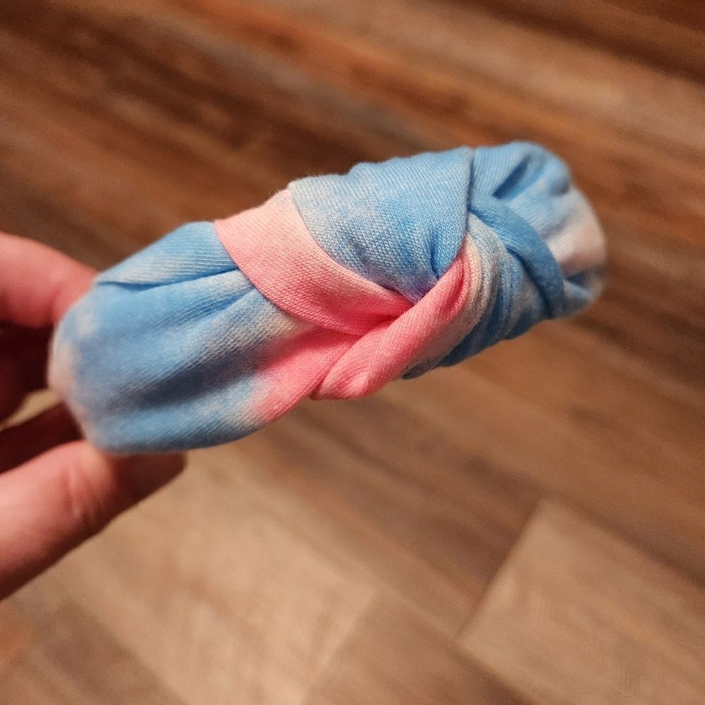 Groovy Blue and Pink Tie Dye Top Knot Headband